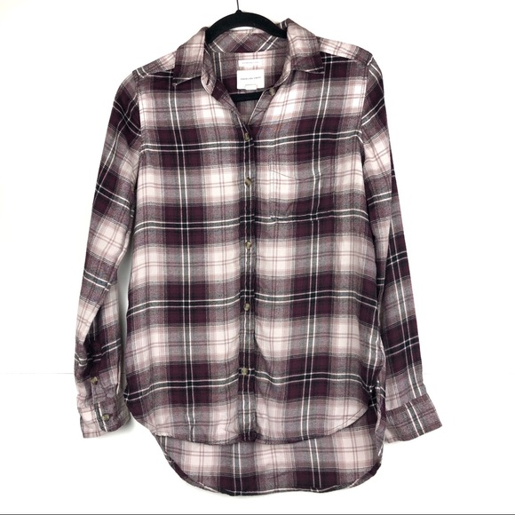 American Eagle Outfitters Tops - AMERICAN EAGLE Purple Plaid Flannel Button Down XS